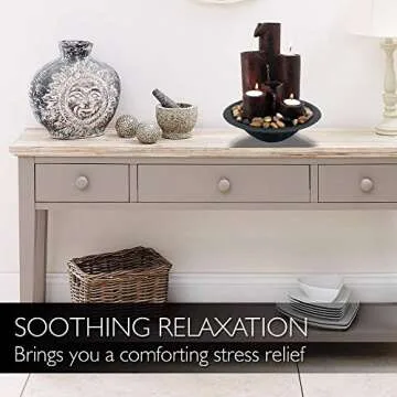 SereneLife Desktop Waterfall Fountain (3-Tier) | Cascading Tabletop Water Decoration | Indoor, Outdoor, Patio or Garden Use | 3 Candles and River Rocks Included.