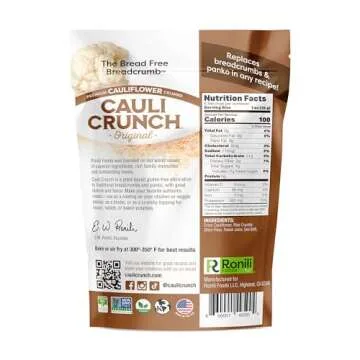 Cauli Crunch | Original Gluten Free Cauliflower Bread Crumbs – Bread-Free Breadcrumbs, Certified Gluten Free + NON-GMO, Vegan, Kosher Bread Crumbs, All Natural, 2-PACK (Original)