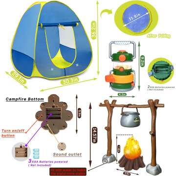 Kids Camping Tent Set with Lantern & Accessories