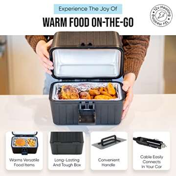 ZONETECH Heating Lunch Box - Premium Quality Electric Insulated Lunch Box Food Warmer Perfect for Picnics, Travelling, and On-site Lunch Break