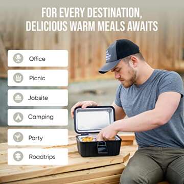 ZONETECH Heating Lunch Box - Premium Quality Electric Insulated Lunch Box Food Warmer Perfect for Picnics, Travelling, and On-site Lunch Break