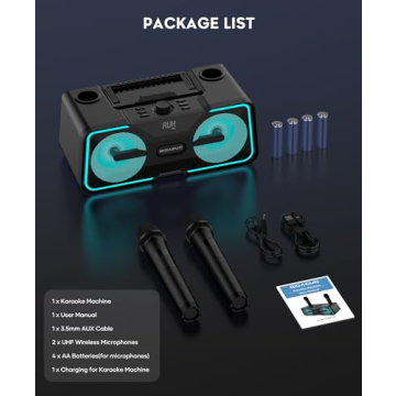 BIGASUO Karaoke Machine with 2 Wireless Microphones