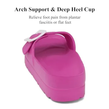 Womens Platform Slides with Arch Support, Single Duckle EVA Thick Sole Sandals, Women Casual Fashion Slide Beach Home and Street