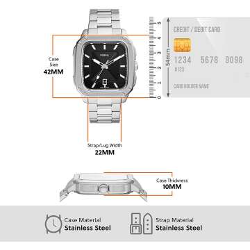 Fossil Men's Quartz Inscription Stainless Steel Watch