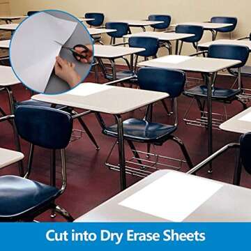 Whiteboard Wallpaper, White Board Stickers, Dry Erase Paper, Peel and Stick White Erase Boards for Wall/Table/Doors/Glass/Fridge, 8 x 4 ft/96 x 48 inches, 9 Dry Erase Markers