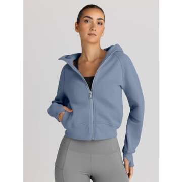 Trendy Queen Womens Zip Up Hoodies Jackets Cropped Sweatshirts Fleece Fall Outfits Casual Comfy Y2k ...