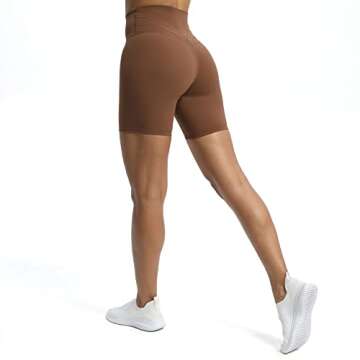 Aoxjox Trinity Workout Biker Shorts for Women Tummy Control High Waisted Exercise Athletic Gym Running Yoga Short 6" (Dandelion Brown, X-Small)