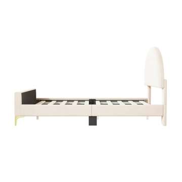 Merax Full Size Velvet Bed Frame with Semi-Circular Headboard
