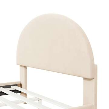 Merax Full Size Velvet Bed Frame with Semi-Circular Headboard