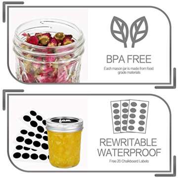 VERONES 20 Pack 6oz Mason Jars with Lids for Canning