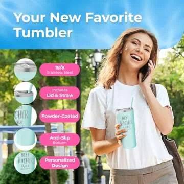 Best Teacher Ever Tumbler - Stainless Steel Insulated Travel Tumbler with Lid and Straw - Teacher Gifts for Women - Teacher Travel Tumbler - New Teacher Cup - End of Year Teacher Appreciation Gift