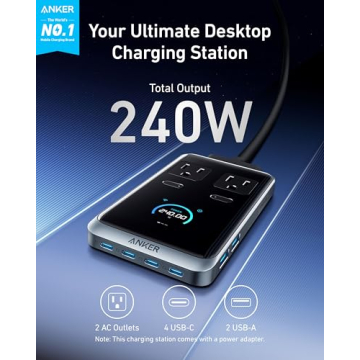 Anker 240W 8-in-1 USB C Power Strip with Detachable Cord