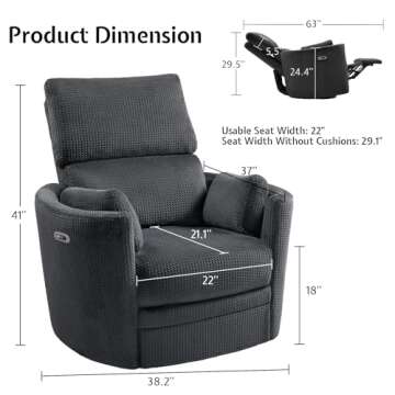 Jocisland Power Swivel Glider Rocking Recliner, Nursery Rocker Chair for Adults with 4 Massage Point...