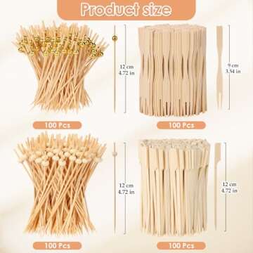Sublaga 400PCS Cocktail Picks - Eco-Friendly Bamboo Ball Food Picks