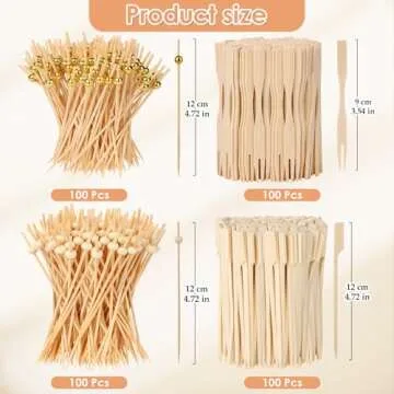 Sublaga 400PCS Cocktail Picks - Eco-Friendly Bamboo Ball Food Picks