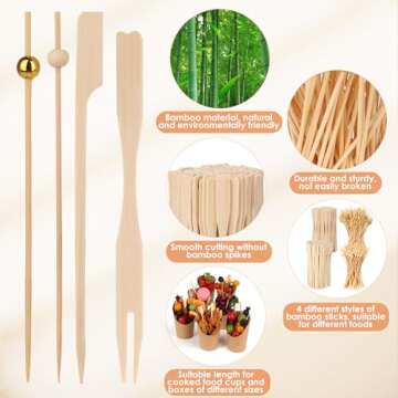 Sublaga Bamboo Cocktail Picks - 400 PCS Eco-Friendly Picks