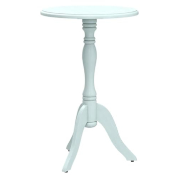 Chic Antique Iced Blue Round Pedestal Accent Side Table
