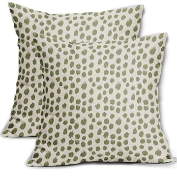 Sage Green Cream Pillow Covers 20x20 Set of 2 Boho Design with Modern Brush Strokes Print