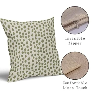 Sage Green Cream Pillow Covers 20x20 Set of 2 Boho Design