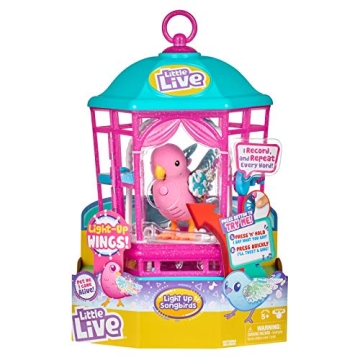 Little Live Pets Rainbow Glow Bird with Cage - Interactive & Cuddly Toy