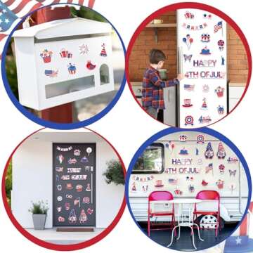 26 Pieces Patriotic Refrigerator Magnets, Happy 4th of July Car Magnets Fireworks Patriotic Gnomes Independence Day Magnetic Stickers for Fridge Metal Door Mailbox Locker Cabinets Decor