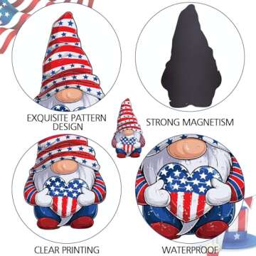 26 Pieces Patriotic Refrigerator Magnets, Happy 4th of July Car Magnets Fireworks Patriotic Gnomes Independence Day Magnetic Stickers for Fridge Metal Door Mailbox Locker Cabinets Decor