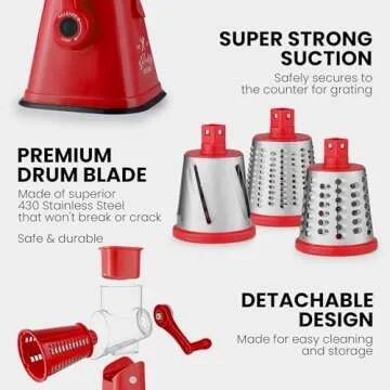 Zulay Kitchen Hand Crank Cheese Grater - Easy Clean & Use