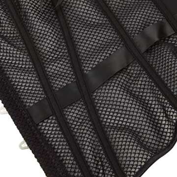 SHYMMUO Women's Black Corset Top Mesh Boned Body Shaper Sexy Lace Up Overbust Waist Trainer L