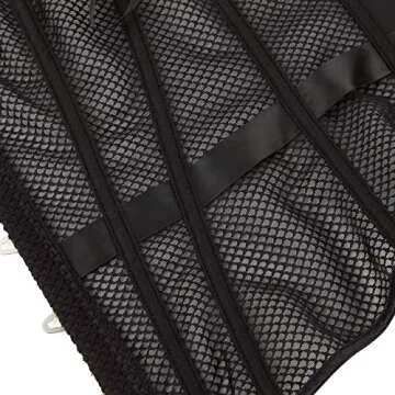 SHYMMUO Women's Black Corset Top Mesh Boned Body Shaper Sexy Lace Up Overbust Waist Trainer L