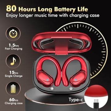 HAOYUYAN Wireless Earbuds - 80Hrs Playtime, IPX7 Waterproof Headphones