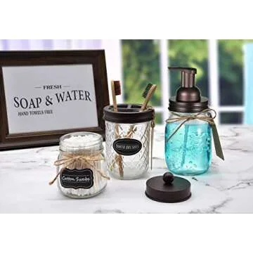 SheeChung 2 Pack Mason Jar Foaming Soap Dispenser Lids for Standard Mouth, Foaming Soap Dispenser Pump Replacement for Hand Sanitizer, Bath Liquid, Facial Cleansing Foam, Makeup Remover Water - Bronze