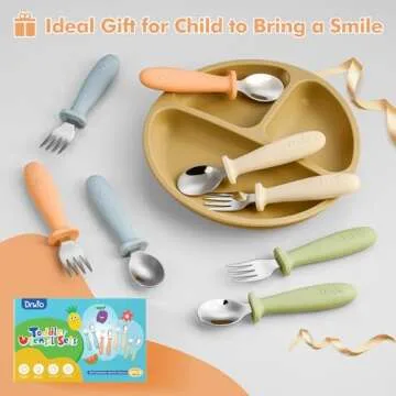DRKIO 8-Piece Toddler Utensils Set for Safe Self-Feeding