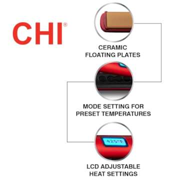 CHI New CHI Original Digital Ceramic Hairstyling Iron 1" Ruby Red, 1 lb.