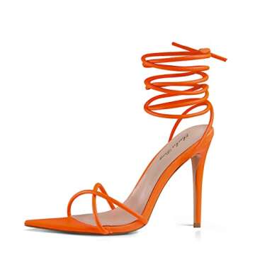 Elisabet Tang Heeled Sandals, Women's Sexy Strappy 4.3 inch Stilettos High Heels Lace Up Heeled Sand...