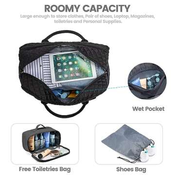 LOVEVOOK Travel Duffle Bag with Separate Laptop Compartment, Unisex Weekender Bag with Toiletry Bag ...