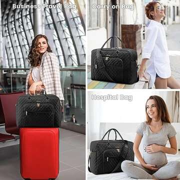 LOVEVOOK Travel Duffle Bag with Separate Laptop Compartment, Unisex Weekender Bag with Toiletry Bag Carry on Overnight Bag, Business Travel Bag with Wet Pocket, Hospital Bag for Labor and Delivery