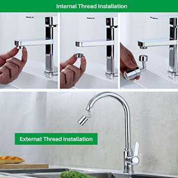 Unecrin Faucet Extender,720 Degree Universal Splash Filter Faucet, Dual Function Swivel Sink Chrome Faucet Attachment for Face Washing, Eyewash, and Gargle, and Bathroom or Kitchen.