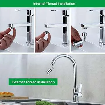 Unecrin Faucet Extender,720 Degree Universal Splash Filter Faucet, Dual Function Swivel Sink Chrome Faucet Attachment for Face Washing, Eyewash, and Gargle, and Bathroom or Kitchen.
