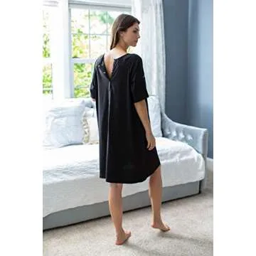 Baby Be Mine Delivery/Labor/Nursing Nightgown Women's Maternity Hospital Gown/Sleepwear for Breastfeeding (L/XL pre pregnancy 10-16, Black)