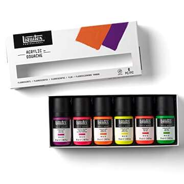 Liquitex Professional Acrylic Gouache Paint, 6 x 59ml (2-oz), Fluorescents Set