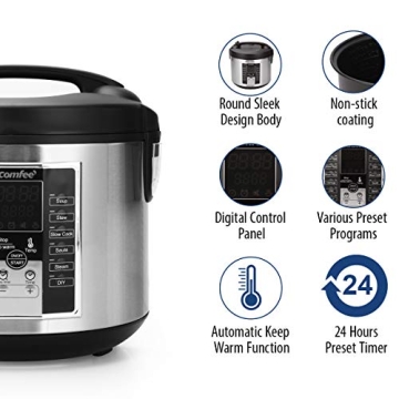 Versatile COMFEE' Rice Cooker with 12 Cooking Programs
