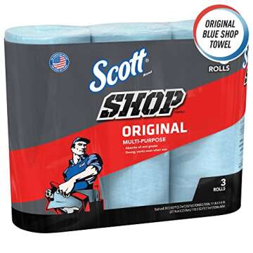 Scott Blue Shop Towels - Durable & Versatile Cleaning (3 Rolls)