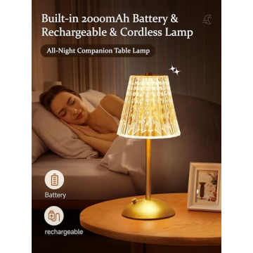 Elegant Cordless Crystal Lamp - Rechargeable Touch Control