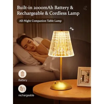 Elegant Cordless Crystal Lamp - Rechargeable Touch Control