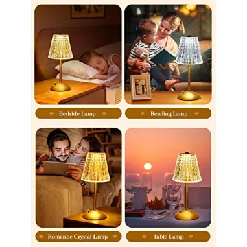 Elegant Cordless Crystal Lamp - Rechargeable Touch Control