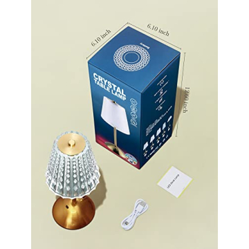 Elegant Cordless Crystal Lamp - Rechargeable Touch Control