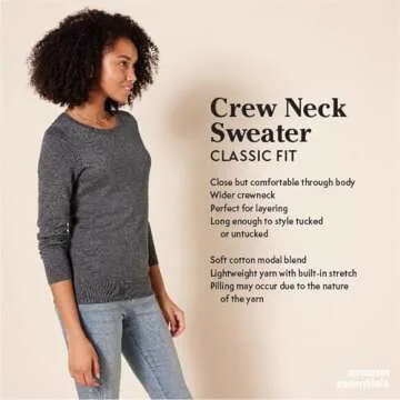 Amazon Essentials Women's Long-Sleeve Lightweight Crewneck Sweater (Available in Plus Size), Black G...