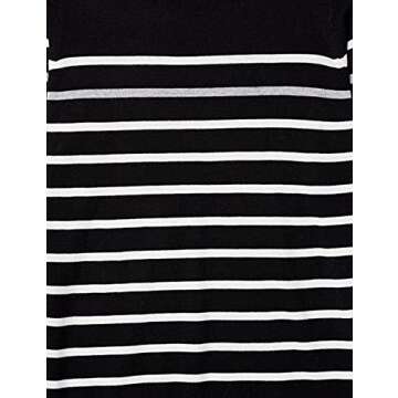 Amazon Essentials Women's Long-Sleeve Lightweight Crewneck Sweater (Available in Plus Size), Black Grey White Stripe, Small