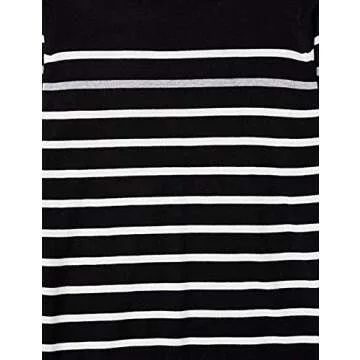 Amazon Essentials Women's Long-Sleeve Lightweight Crewneck Sweater (Available in Plus Size), Black Grey White Stripe, Small