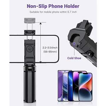 Mini Tripod, Anozer Small Tripod with Universal Phone Holder & Cold Shoe,Lightweight Phone Tripod Stand Compatible with iPhone 15 Pro Max/15 Pro/14 Pro Max/14 Pro,Travel Tripod for Camera/GoPro/Webcam